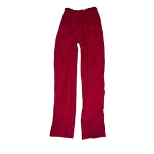 Vintage Bernard Zins Red Cotton Pleated P Sz 4 | Straight Leg Dopamine Designer